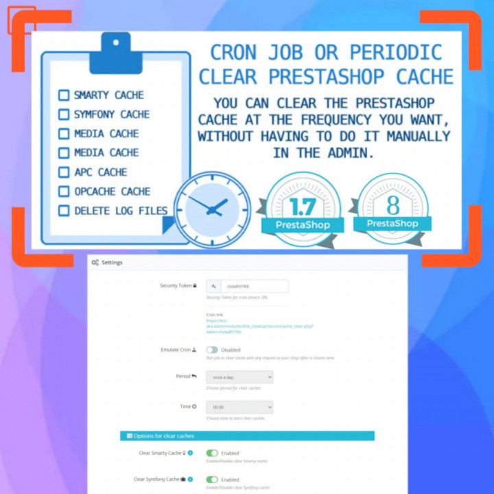 Prestashop Borrar caché cron
