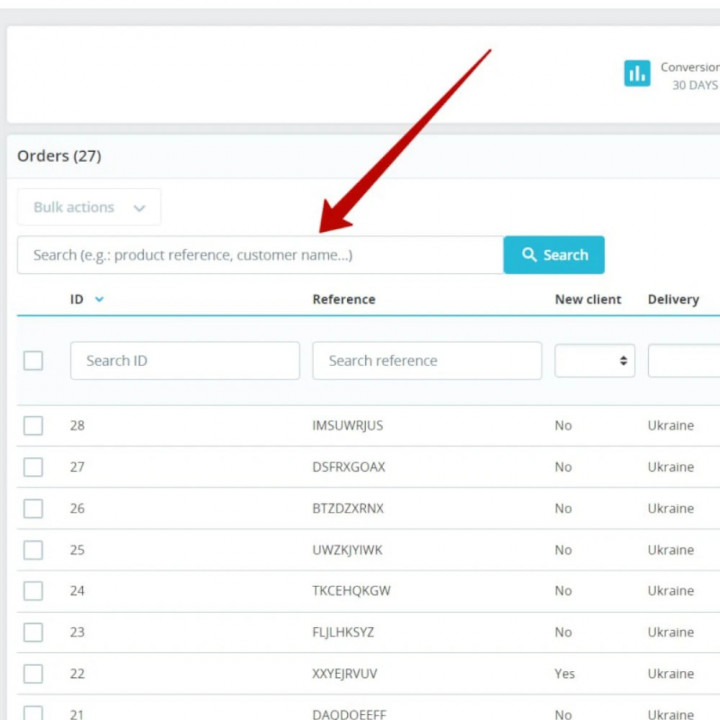Prestashop Orders quick search
