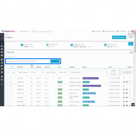 Prestashop Búsqueda rápida de pedidos