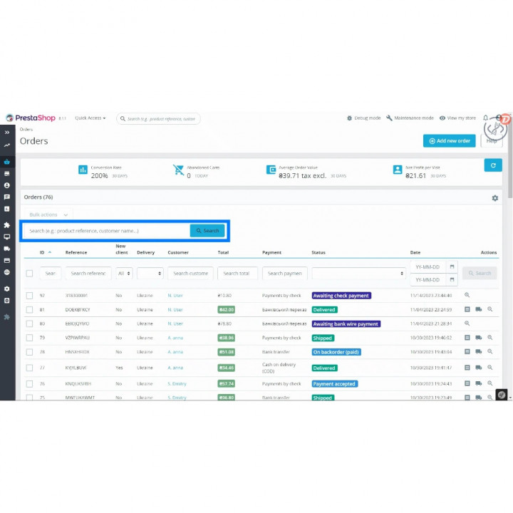 Prestashop Búsqueda rápida de pedidos