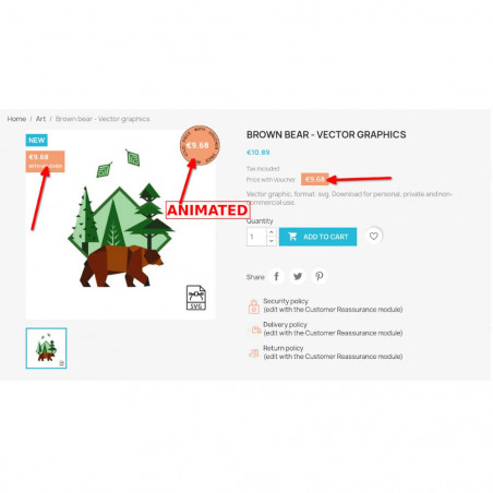Prestashop establece regla de carrito con enlace. Muestra el preccio.