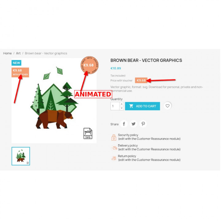 Prestashop establece regla de carrito con enlace. Muestra el preccio.