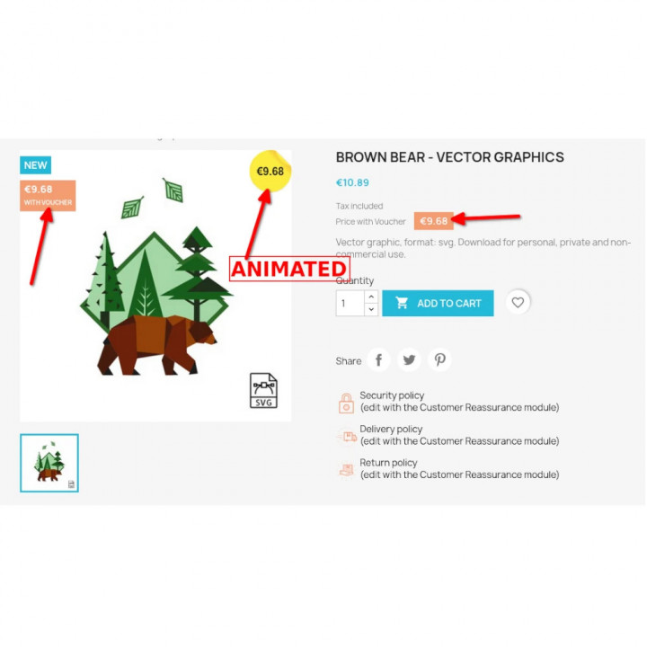 Prestashop establece regla de carrito con enlace. Muestra el preccio.
