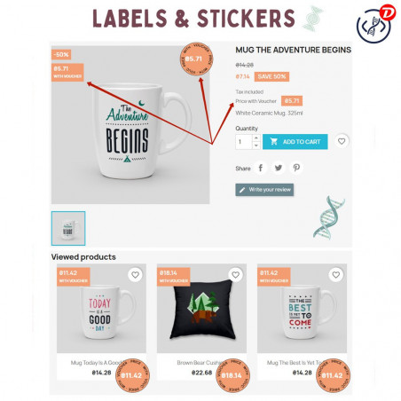 Prestashop establece regla de carrito con enlace. Muestra el preccio.