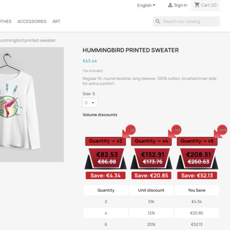 Quantity Discount Button Prestahop