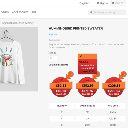 Quantity Discount Button Prestahop