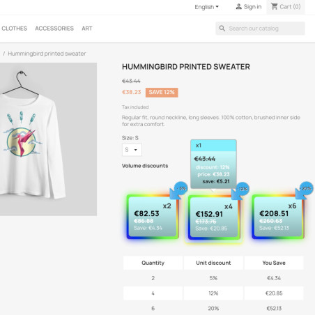 Botón de Descuento por Cantidad Prestahop