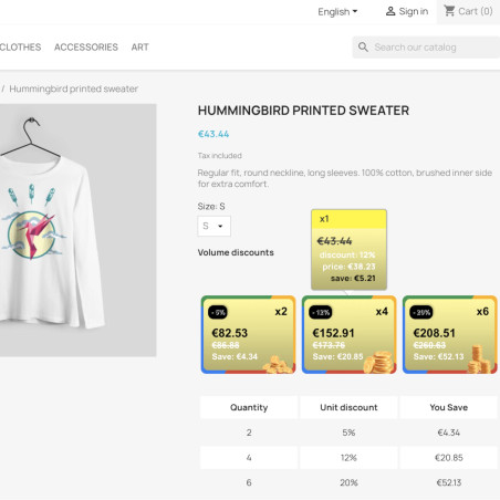 Quantity Discount Button Prestahop