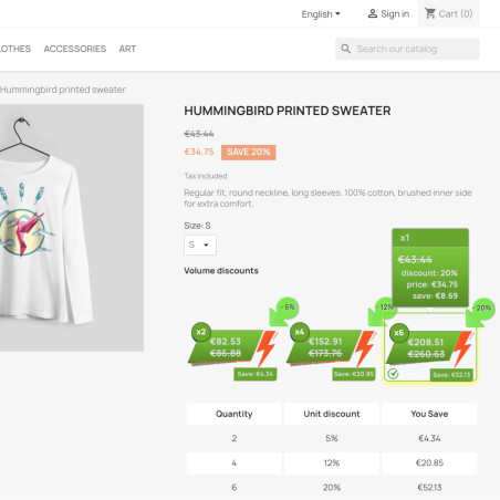 Quantity Discount Button Prestahop