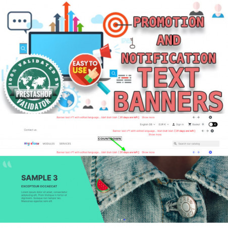 Prestashop Рекламні та сповіщувальні текстові банери