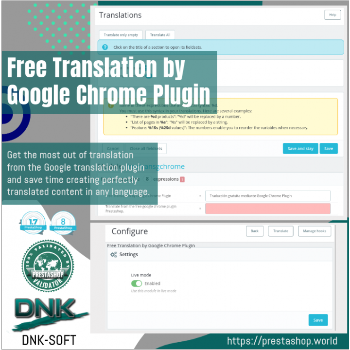 Prestashop Free Translation by Google Chrome Plugin