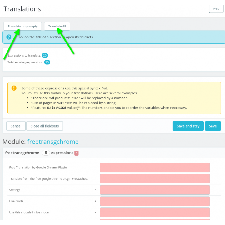 Prestashop Free Translation by Google Chrome Plugin