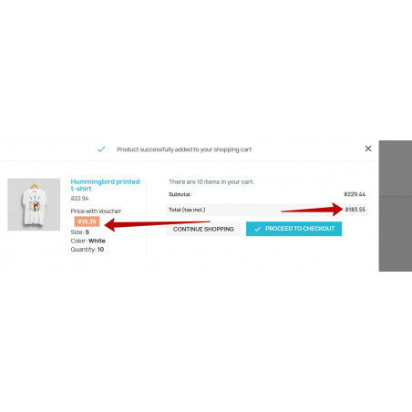Prestashop set cart rule with link (URL) Show the price with a voucher